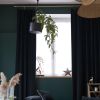 Rideau ajustable + 8 anneaux pince 140x270 cm Velours de coton CÉSAR Minuit