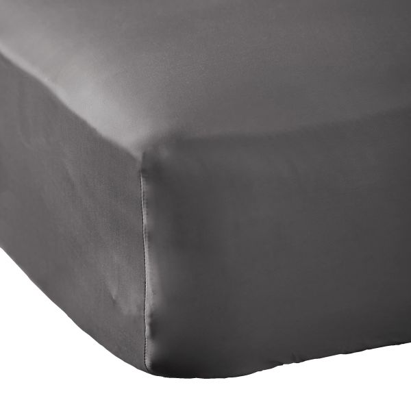 Drap housse 180x200 cm Bambou SALOMÉ Granit