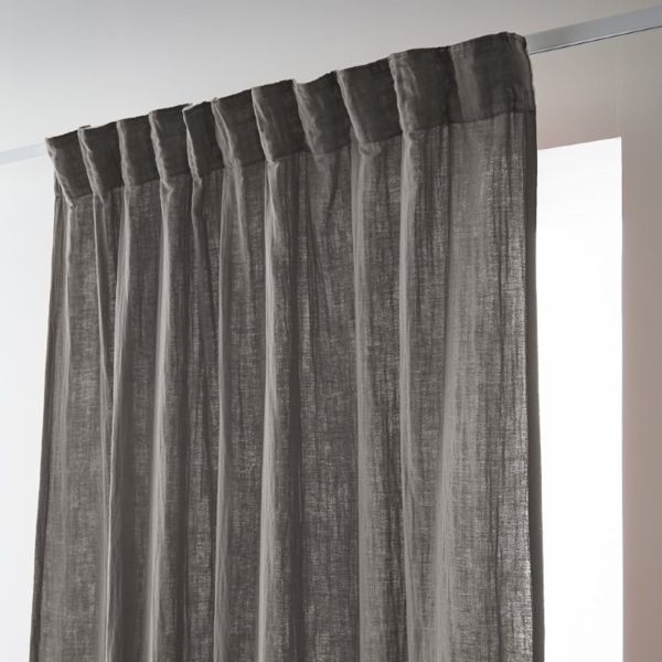 Rideau galon fronceur 140x240 cm Gaze de coton unie GAÏA Granit