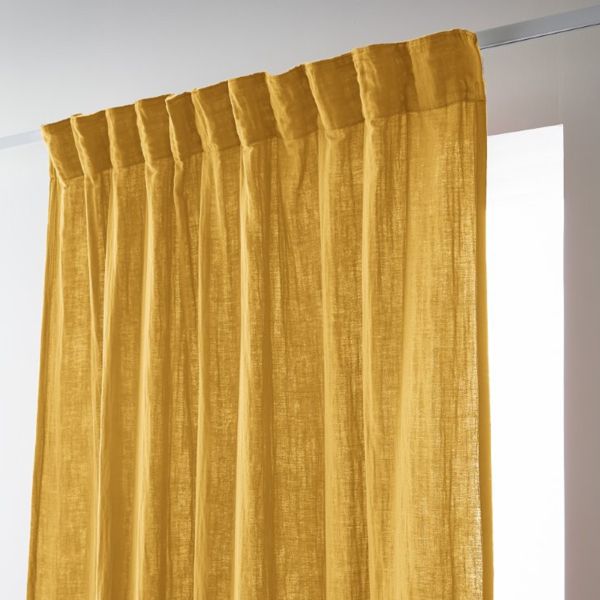 Rideau galon fronceur 140x240 cm Gaze de coton unie GAÏA Safran