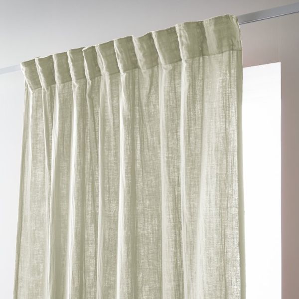 Rideau galon fronceur 140x240 cm Gaze de coton unie GAÏA Vert d'eau