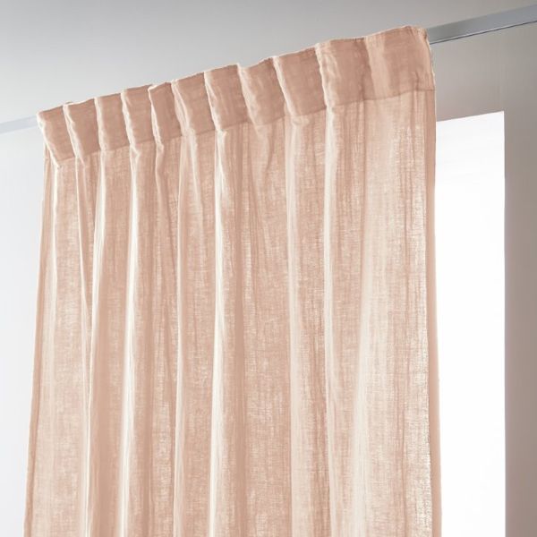 Rideau galon fronceur 140x240 cm Gaze de coton unie GAÏA Guimauve