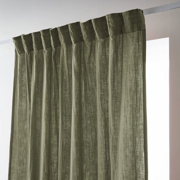 Rideau galon fronceur 140x240 cm Gaze de coton unie GAÏA Romarin