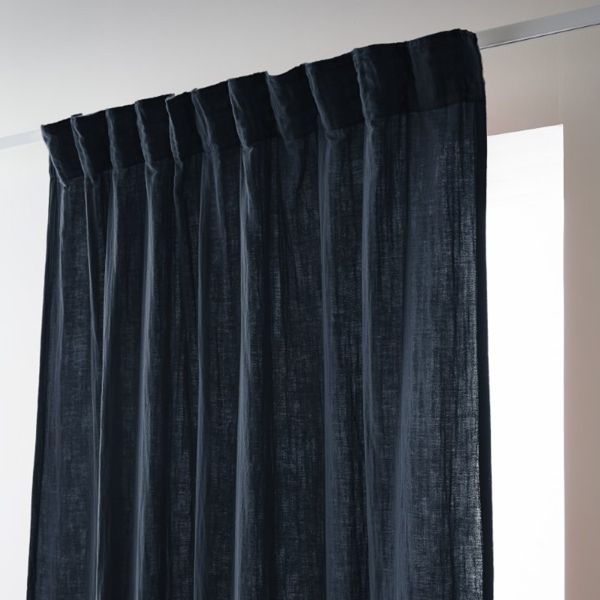 Rideau galon fronceur 140x240 cm Gaze de coton unie GAÏA Minuit