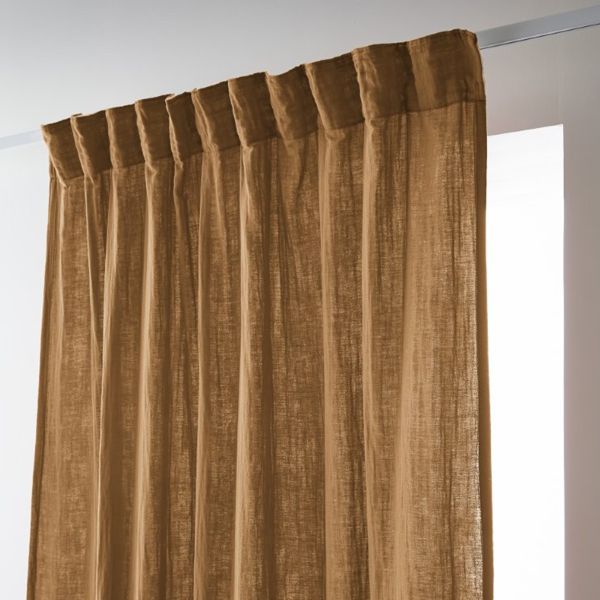 Rideau galon fronceur 140x240 cm Gaze de coton unie GAÏA Camel