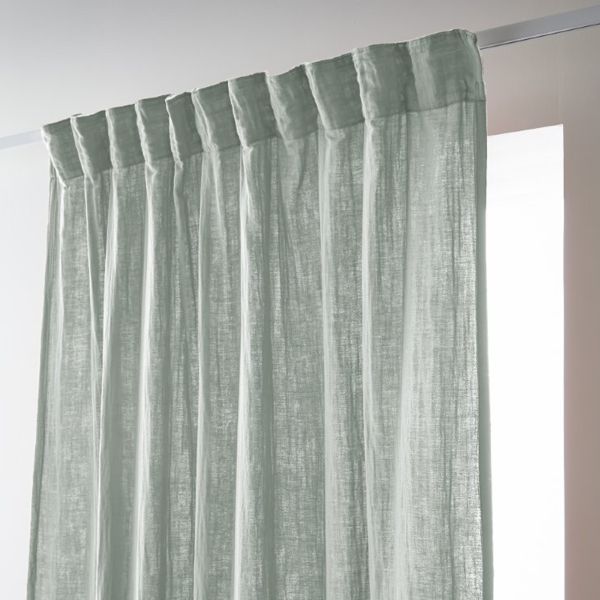 Rideau galon fronceur 140x240 cm Gaze de coton unie GAÏA Eucalyptus