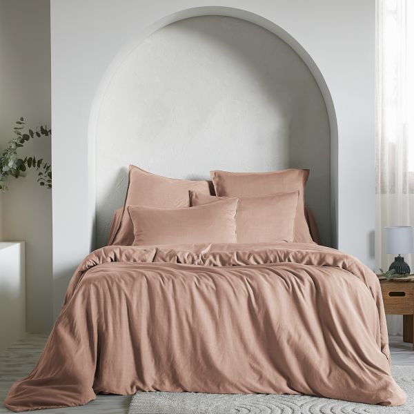 Housse de couette 260x240 cm Lyocell uni LYSANDRE Blush