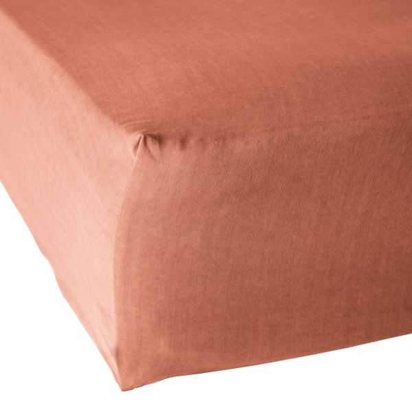 Drap housse 140x190 cm Lyocell uni LYSANDRE Terracotta