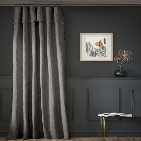 Rideau ajustable + 8 anneaux pince 140x270 cm Slub SIXTINE Ardoise