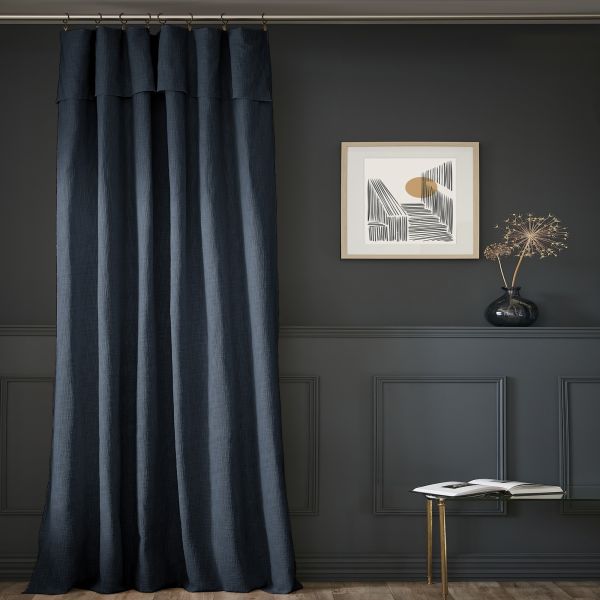 Rideau ajustable + 8 anneaux pince 140x270 cm Slub SIXTINE Minuit