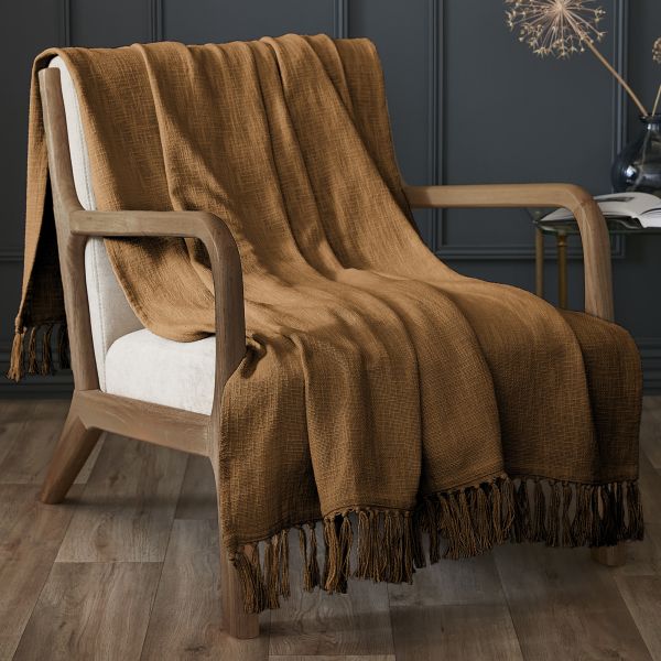 Plaid 180x220 cm Slub SIXTINE Camel