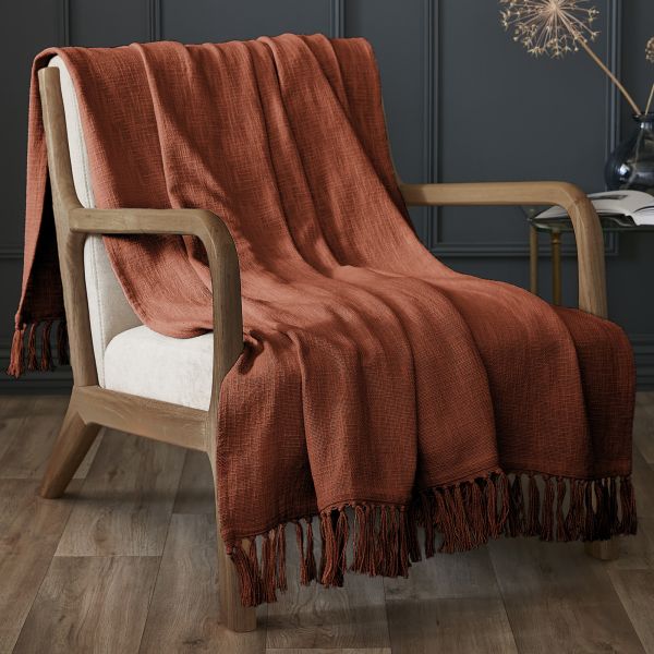 Plaid 180x220 cm Slub SIXTINE Terracotta