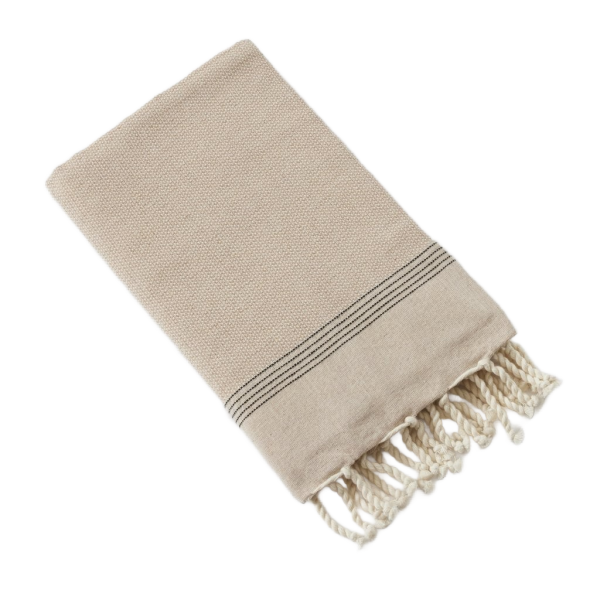 Fouta avec franges 100x200 cm Coton tissé teint ULYSSE Ficelle