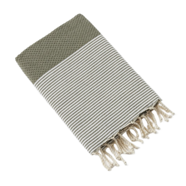 Fouta avec franges 100x200 cm Coton tissé teint MARIN Nénuphar