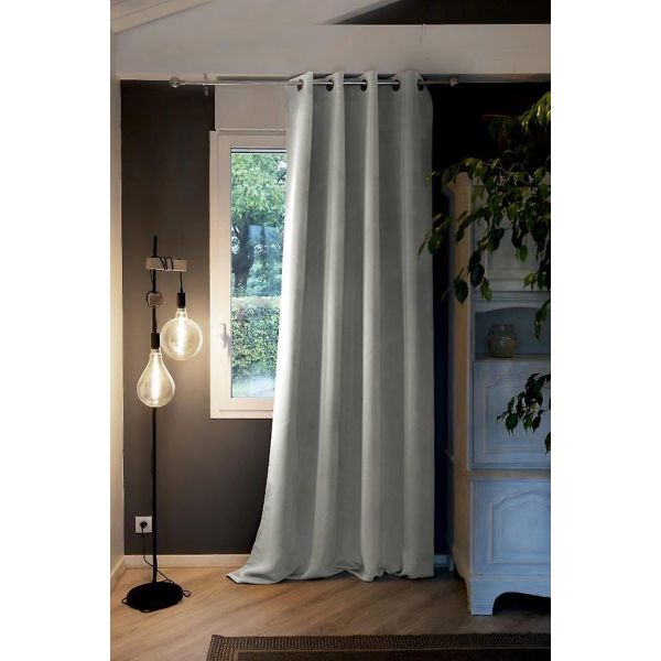 Rideau Occultant 180x260 cm Doublure polaire Polyester Gris Clair