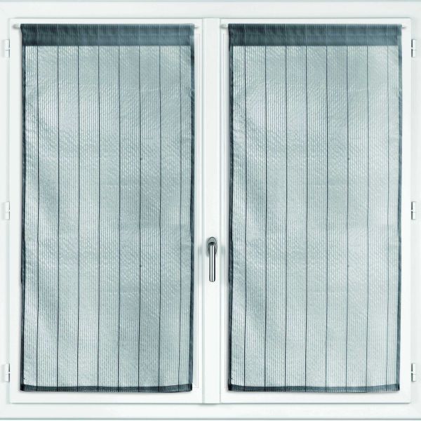 Lot de 2 voilages 60x160 cm Polyester Gris