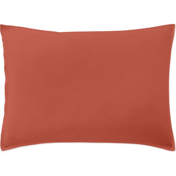 Taie d'oreiller 50x70 cm Percale de Coton Lavé Terre De Sienne