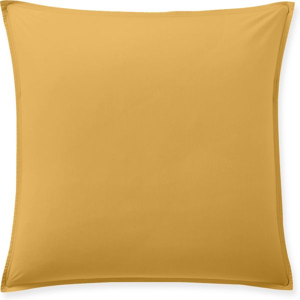 Taie d'oreiller 65x65 cm Percale de Coton Lavé Jaune Moutarde