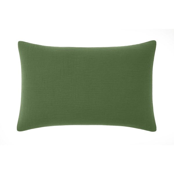 Taie d'oreiller 50x70 cm Gaze de Coton Lavé Vert Cèdre