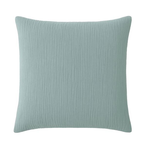 Taie d'oreiller 65x65 cm Gaze de Coton Lavé Bleu Givrée