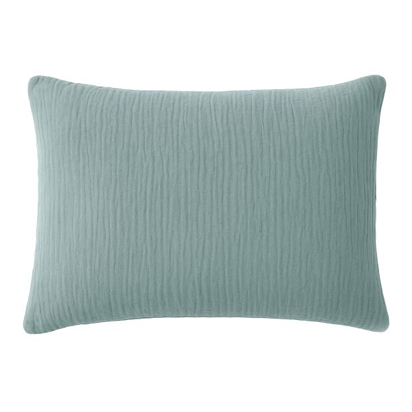 Taie d'oreiller 50x70 cm Gaze de Coton Lavé Bleu Givrée