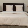 Parure de lit 220x240 cm Gaze de Microfibre Ecru Naturel – Blanc