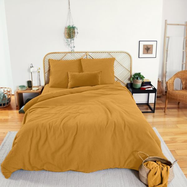 Parure de lit 240x260 cm Gaze de Coton Miel