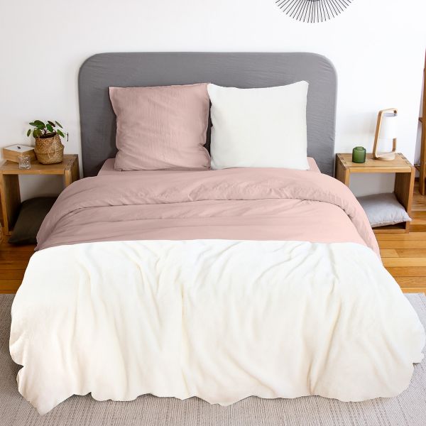 Parure de lit 220x240 cm Microfibre Lavé – Sherpa Rose