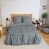 Parure de lit 220x240 cm Microfibre effet flanelle Ardoise