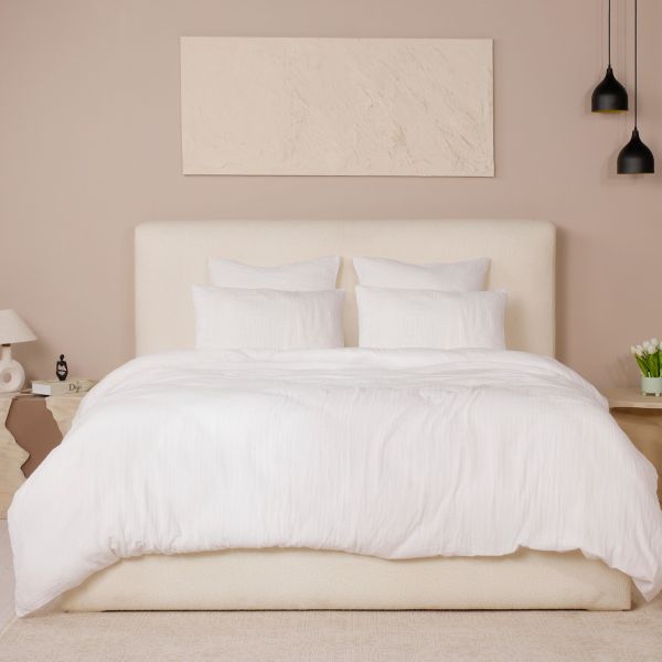 Housse de couette 220x240 cm Gaze de Coton Lavé Blanc Pur